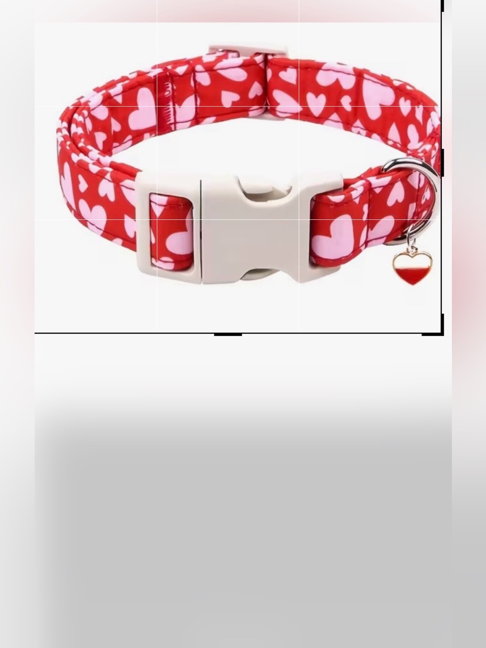 Red and Pink Heart Dog Collar with metal heart pendant. Quick release buckle. - Picture 2 of 6